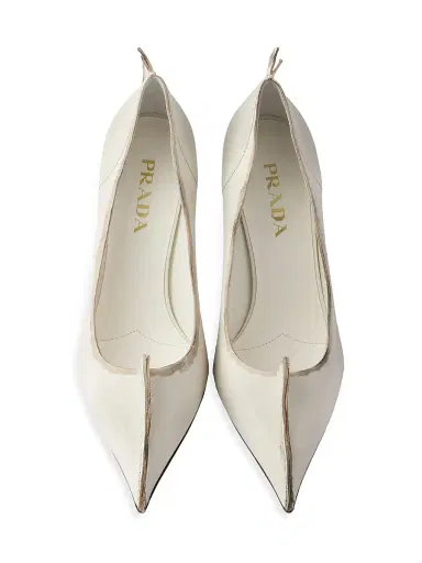 Prada Women's Antiqued Leather Pumps - Beige Khaki - Size 9 | Thumbnail 2
