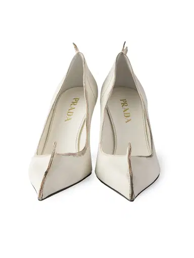 Prada Women's Antiqued Leather Pumps - Beige Khaki - Size 9 | Thumbnail 4