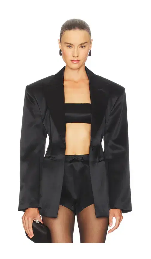 Courtney Zheng Silk Wool Satin Blazer