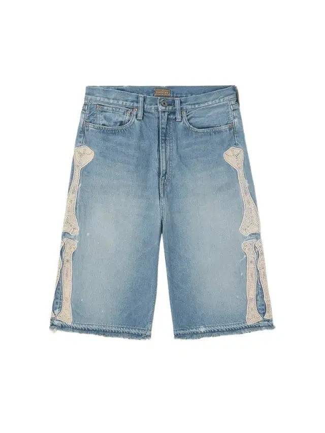 Straight-Leg Appliquéd Distressed Denim Shorts - Men