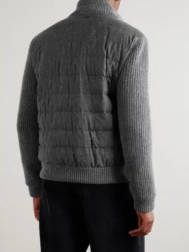 HERNO Quilted and Ribbed Wool-Blend Down Bomber Jacket - Men | Thumbnail 4 HERNO Quilted and Ribbed Wool-Blend Down Bomber Jacket - Men | Thumbnail 4