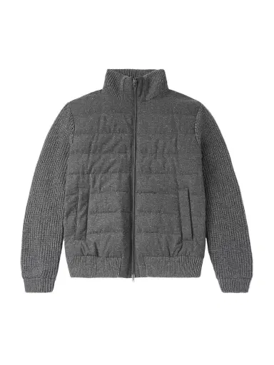 HERNO Quilted and Ribbed Wool-Blend Down Bomber Jacket - Men | Thumbnail 1 HERNO Quilted and Ribbed Wool-Blend Down Bomber Jacket - Men | Thumbnail 1