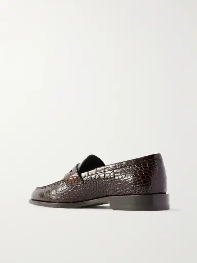 Manolo Blahnik Perry Croc-Effect Leather Loafers - Men | Thumbnail 4