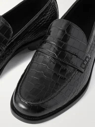 Manolo Blahnik Perry Croc-Effect Leather Loafers - Men | Thumbnail 5