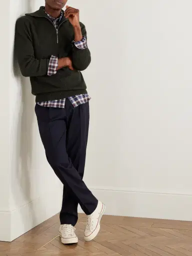 OFFICINE GÉNÉRALE Drew Tapered Pleated Virgin Wool-Crepe Trousers - Men | Thumbnail 2