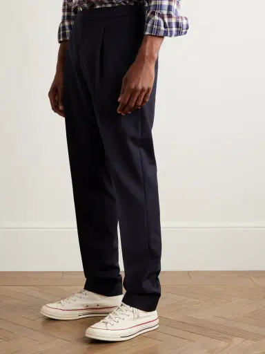 OFFICINE GÉNÉRALE Drew Tapered Pleated Virgin Wool-Crepe Trousers - Men | Thumbnail 3