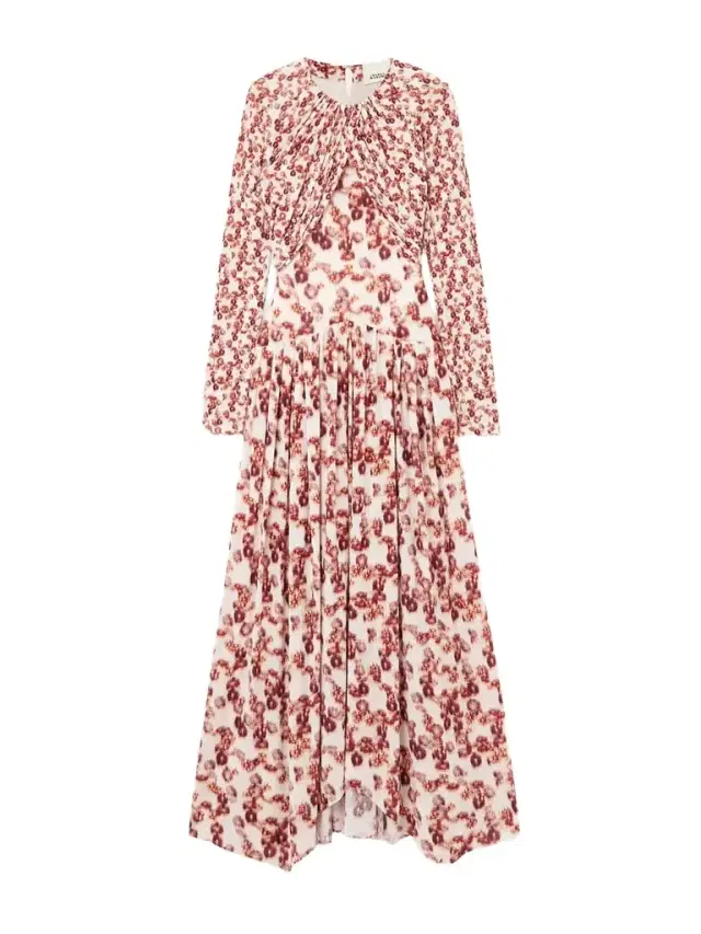 Galina Asymmetric Gathered Draped Printed Stretch-jersey Maxi Dress