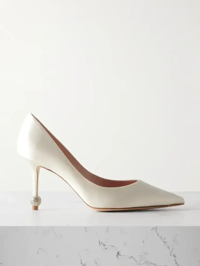 Marlene 85 Crystal-embellished Satin Pumps