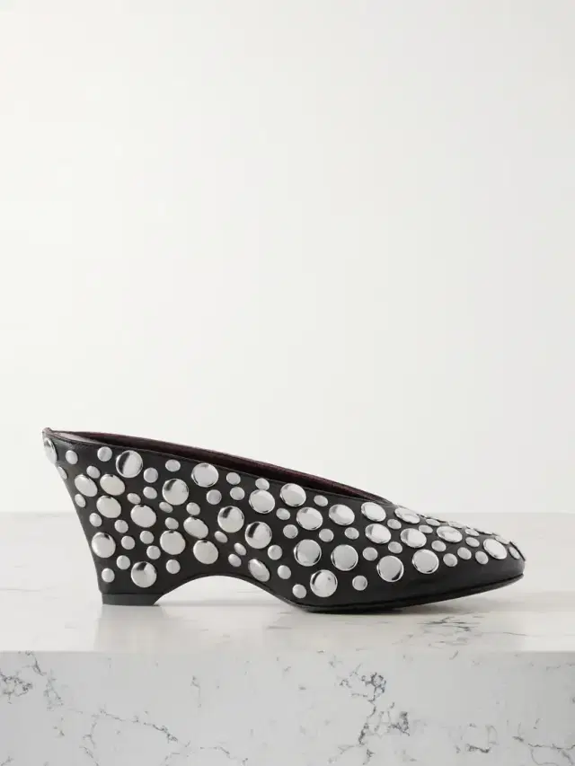 Cloak Studded Leather Mules