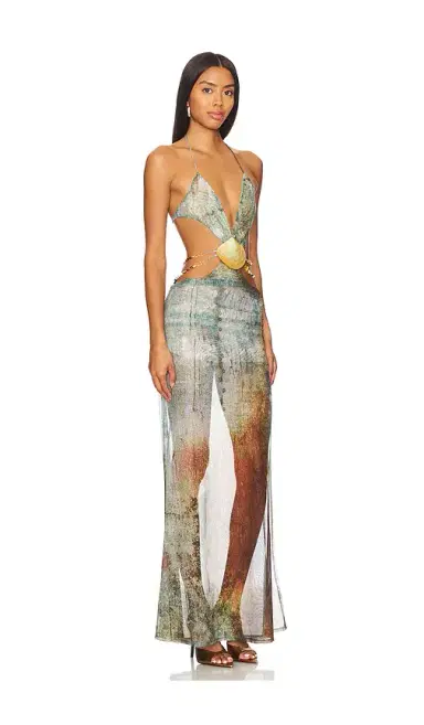 Jaded London Vida Backless Maxi Dress With Shell Trim | Thumbnail 2