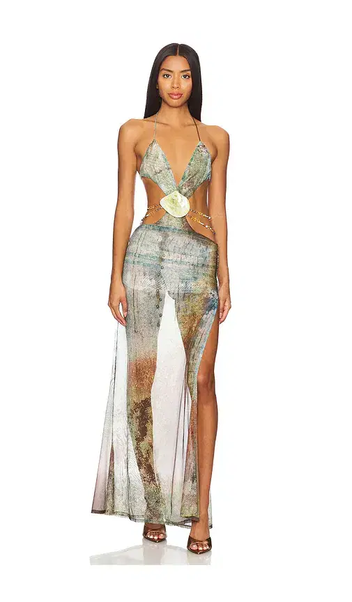 Jaded London Vida Backless Maxi Dress With Shell Trim