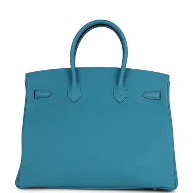 HERMÈS Pre-owned Hermes Birkin 35 Turquoise Togo Palladium Hardware | Thumbnail 5 HERMÈS Pre-owned Hermes Birkin 35 Turquoise Togo Palladium Hardware | Thumbnail 5