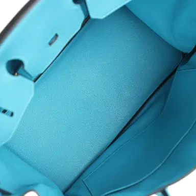 HERMÈS Pre-owned Hermes Birkin 35 Turquoise Togo Palladium Hardware | Thumbnail 8 HERMÈS Pre-owned Hermes Birkin 35 Turquoise Togo Palladium Hardware | Thumbnail 8