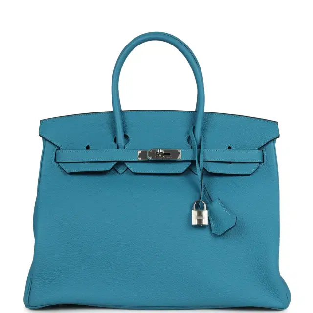 hermes Pre-owned Hermes Birkin 35 Turquoise Togo Palladium Hardware