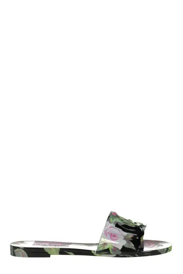 Dolce & Gabbana Beachwear Sliders - Black Floral