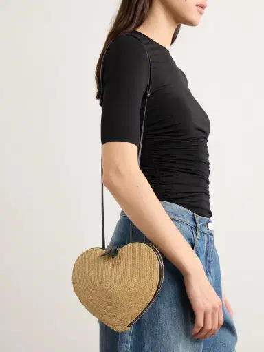 Alaïa Le Coeur Leather-trimmed Raffia Shoulder Bag | Thumbnail 2 Alaïa Le Coeur Leather-trimmed Raffia Shoulder Bag | Thumbnail 2