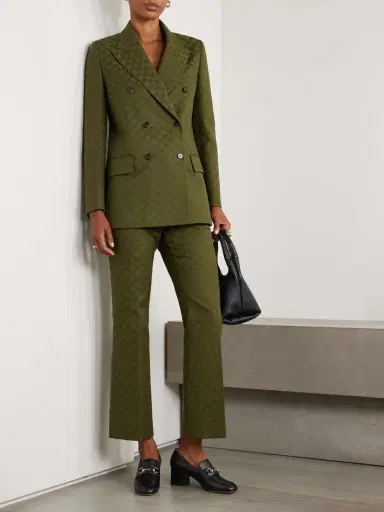 Gucci Double-breasted Jacquard Cotton-blend Canvas Blazer | Thumbnail 2