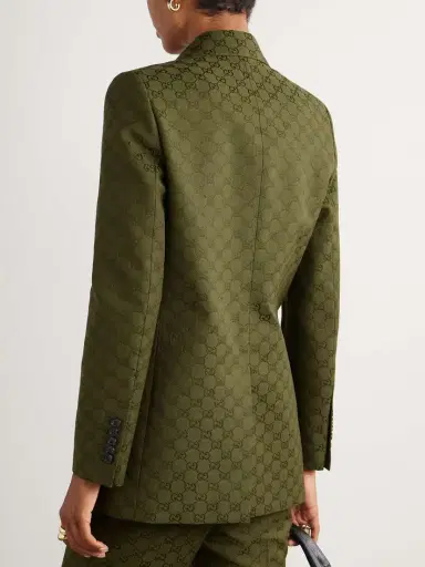 Gucci Double-breasted Jacquard Cotton-blend Canvas Blazer | Thumbnail 3
