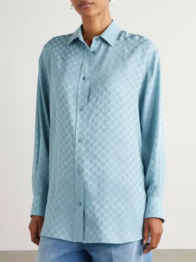 Gucci Silk-satin Jacquard Shirt | Thumbnail 3 Gucci Silk-satin Jacquard Shirt | Thumbnail 3