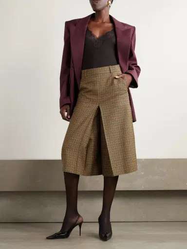 Saint Laurent Checked Wool Wide-leg Culottes | Thumbnail 2