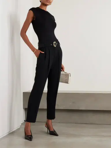 VIOLANTE NESSI Guttuso Belted Pleated Cady Straight-leg Pants | Thumbnail 2