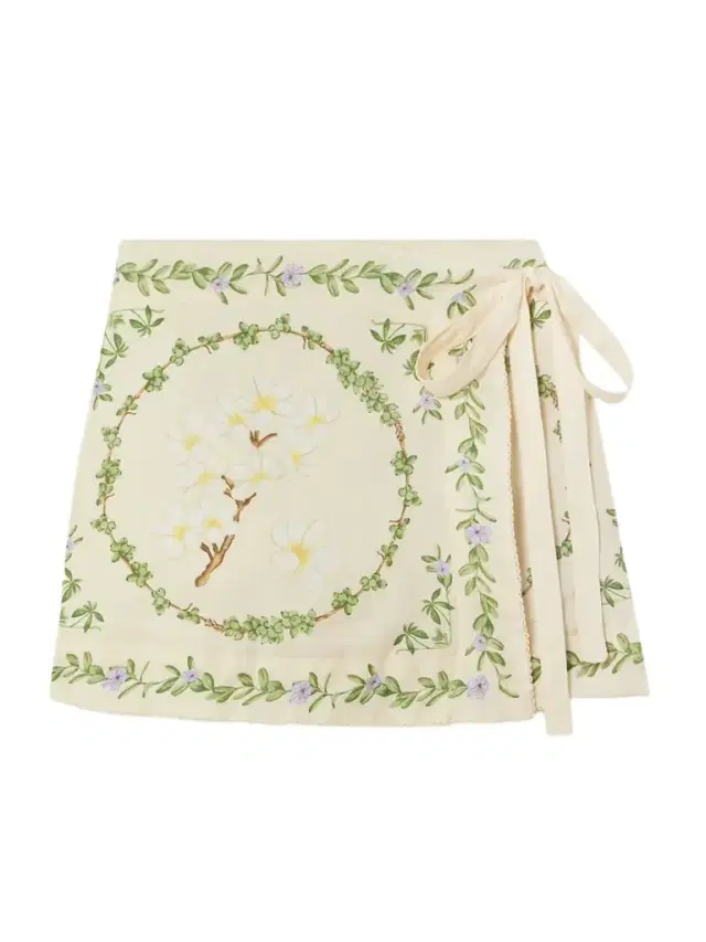 Luna Wild Floral-print Linen Mini Wrap Skirt