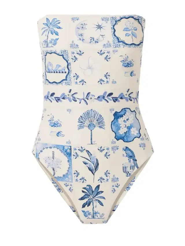 Ilusion Wild Strapless Embellished Printed Recycled Swimsuit