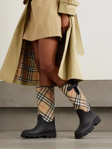 Burberry Rubber Marsh Checked Nylon And Rubber Rain Boots | Thumbnail 2 Burberry Rubber Marsh Checked Nylon And Rubber Rain Boots | Thumbnail 2