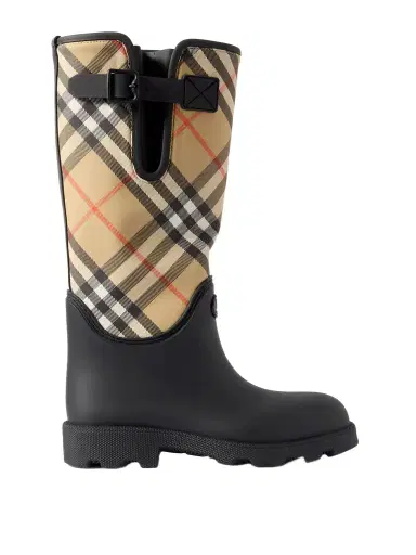 Burberry Rubber Marsh Checked Nylon And Rubber Rain Boots | Thumbnail 1 Burberry Rubber Marsh Checked Nylon And Rubber Rain Boots | Thumbnail 1