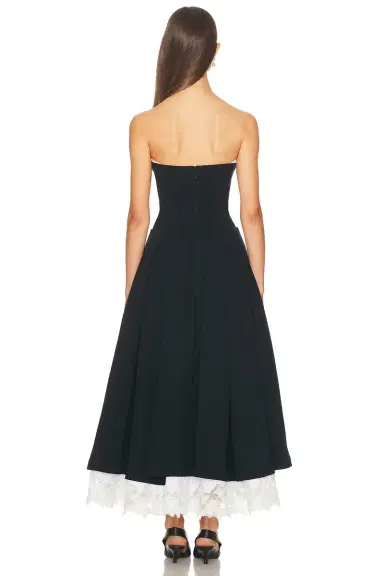Helsa The Finale Midi Dress With Lace & Poplin | Thumbnail 4 Helsa The Finale Midi Dress With Lace & Poplin | Thumbnail 4