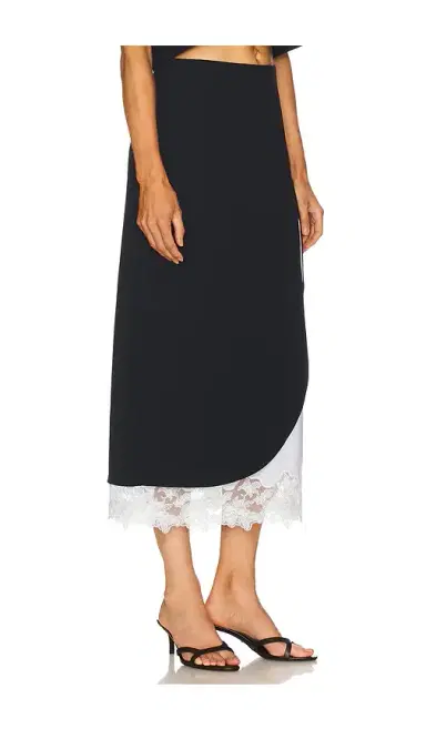Helsa The Midi Pencil Skirt With Lace & Poplin | Thumbnail 2