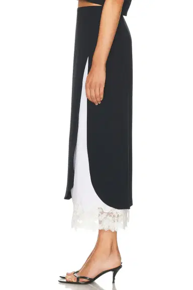 Helsa The Midi Pencil Skirt With Lace & Poplin | Thumbnail 5