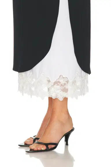 Helsa The Midi Pencil Skirt With Lace & Poplin | Thumbnail 8