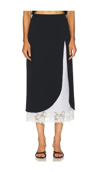 Helsa The Midi Pencil Skirt With Lace & Poplin | Thumbnail 1