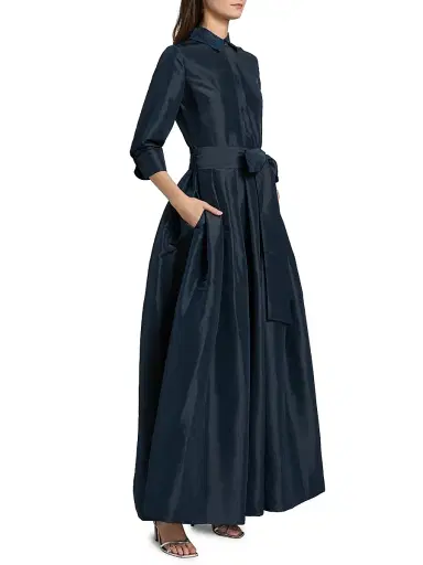 Simkhai Women's Julip Tie-Waist Shirtdress-Style Gown | Thumbnail 4 Simkhai Women's Julip Tie-Waist Shirtdress-Style Gown | Thumbnail 4
