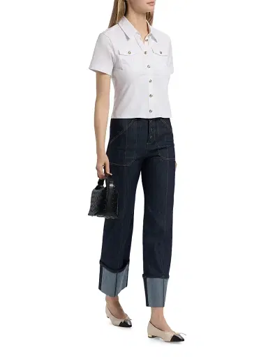 Cinq à Sept Women's Tiana Cotton-Blend Top - White - Size XL | Thumbnail 2