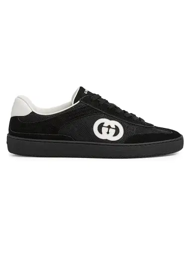 Gucci Men's GG Suede & Canvas Low-Top Sneakers - Black - Size 14 | Thumbnail 1 Gucci Men's GG Suede & Canvas Low-Top Sneakers - Black - Size 14 | Thumbnail 1