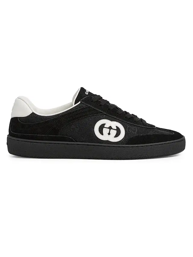 Gucci Men's GG Suede & Canvas Low-Top Sneakers - Black