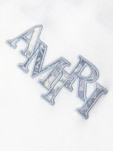AMIRI Men's Staggered Logo Cotton Polo Shirt - White - Size Large | Thumbnail 6
