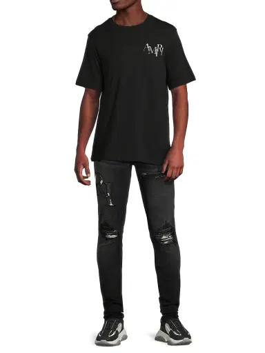 AMIRI Men's Staggered Logo Cotton T-Shirt - Black - Size Small | Thumbnail 2