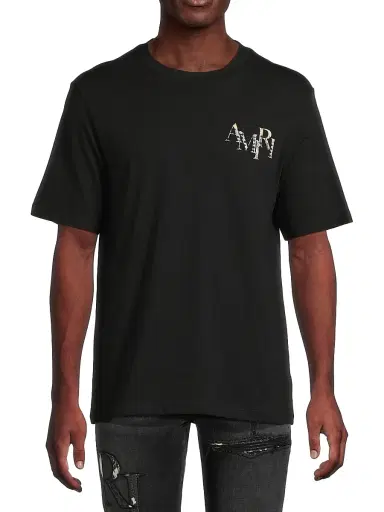 AMIRI Men's Staggered Logo Cotton T-Shirt - Black - Size Small | Thumbnail 3