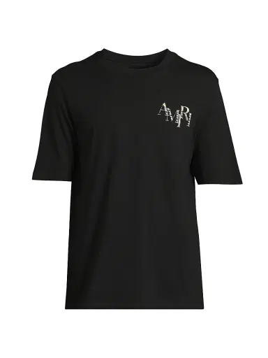 AMIRI Men's Staggered Logo Cotton T-Shirt - Black - Size Small | Thumbnail 1
