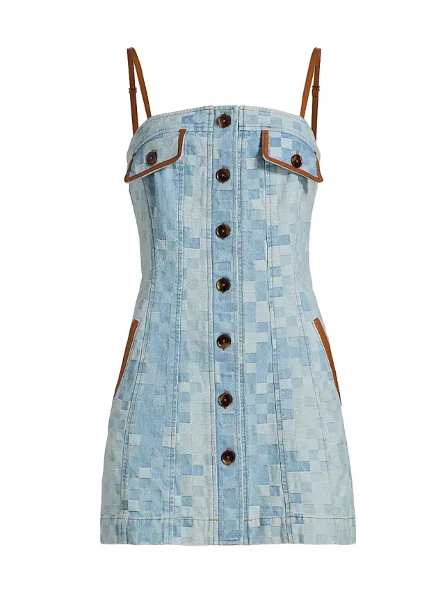Ramy Brook Women's Luis Patchwork Denim Minidress - Indigo Checkered