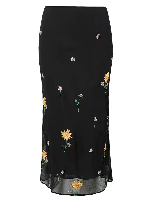 Staud Women's Angela Floral-Embellished Midi-Skirt - Dahlia Daydream Black