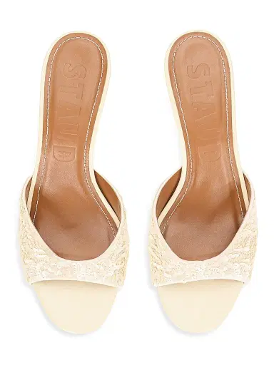 Staud Women's Brigitte 55MM Sequin Sandals - Cream - Size 10 | Thumbnail 4 Staud Women's Brigitte 55MM Sequin Sandals - Cream - Size 10 | Thumbnail 4
