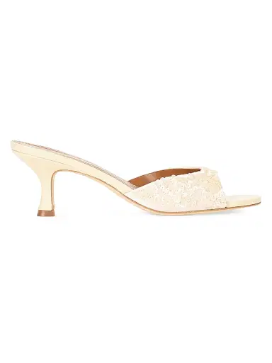 Staud Women's Brigitte 55MM Sequin Sandals - Cream - Size 10 | Thumbnail 1 Staud Women's Brigitte 55MM Sequin Sandals - Cream - Size 10 | Thumbnail 1