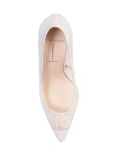 Black Suede Studio Women's Marina 100MM Lace Pumps - White Sequin Lace - Size 10 | Thumbnail 3