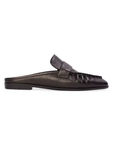 Black Suede Studio Women's Gabby Backless Leather Loafers - Black Leather - Size 12 | Thumbnail 1 Black Suede Studio Women's Gabby Backless Leather Loafers - Black Leather - Size 12 | Thumbnail 1