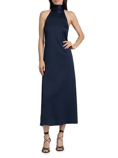 AZEEZA Women's Meera Satin Midi-Dress - Navy - Size Large | Thumbnail 3 AZEEZA Women's Meera Satin Midi-Dress - Navy - Size Large | Thumbnail 3