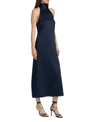 AZEEZA Women's Meera Satin Midi-Dress - Navy - Size Large | Thumbnail 4 AZEEZA Women's Meera Satin Midi-Dress - Navy - Size Large | Thumbnail 4